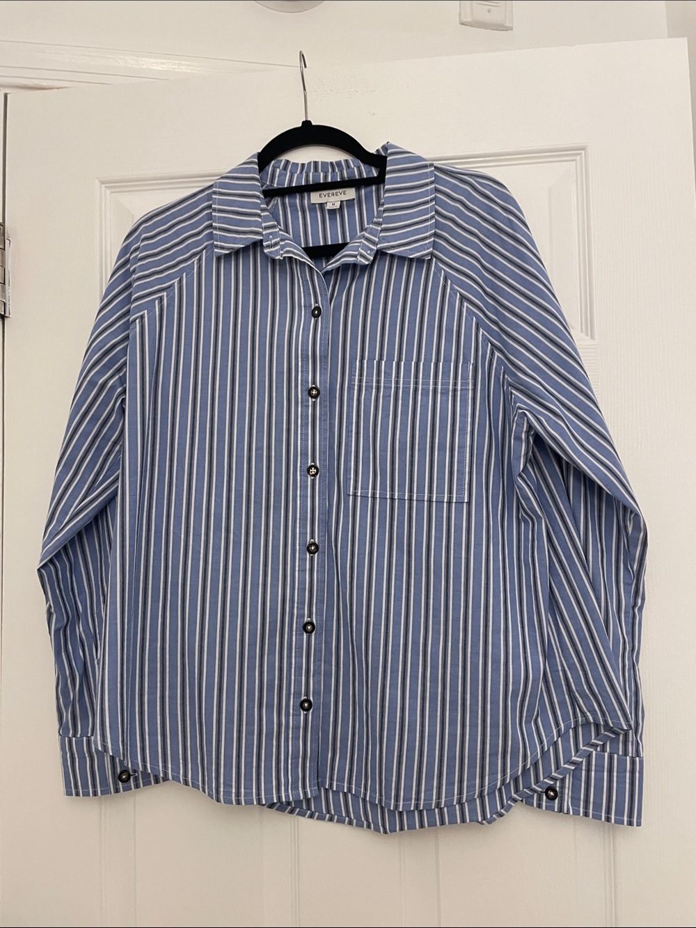 Evereve Blue Stripe Button-Up Shirt